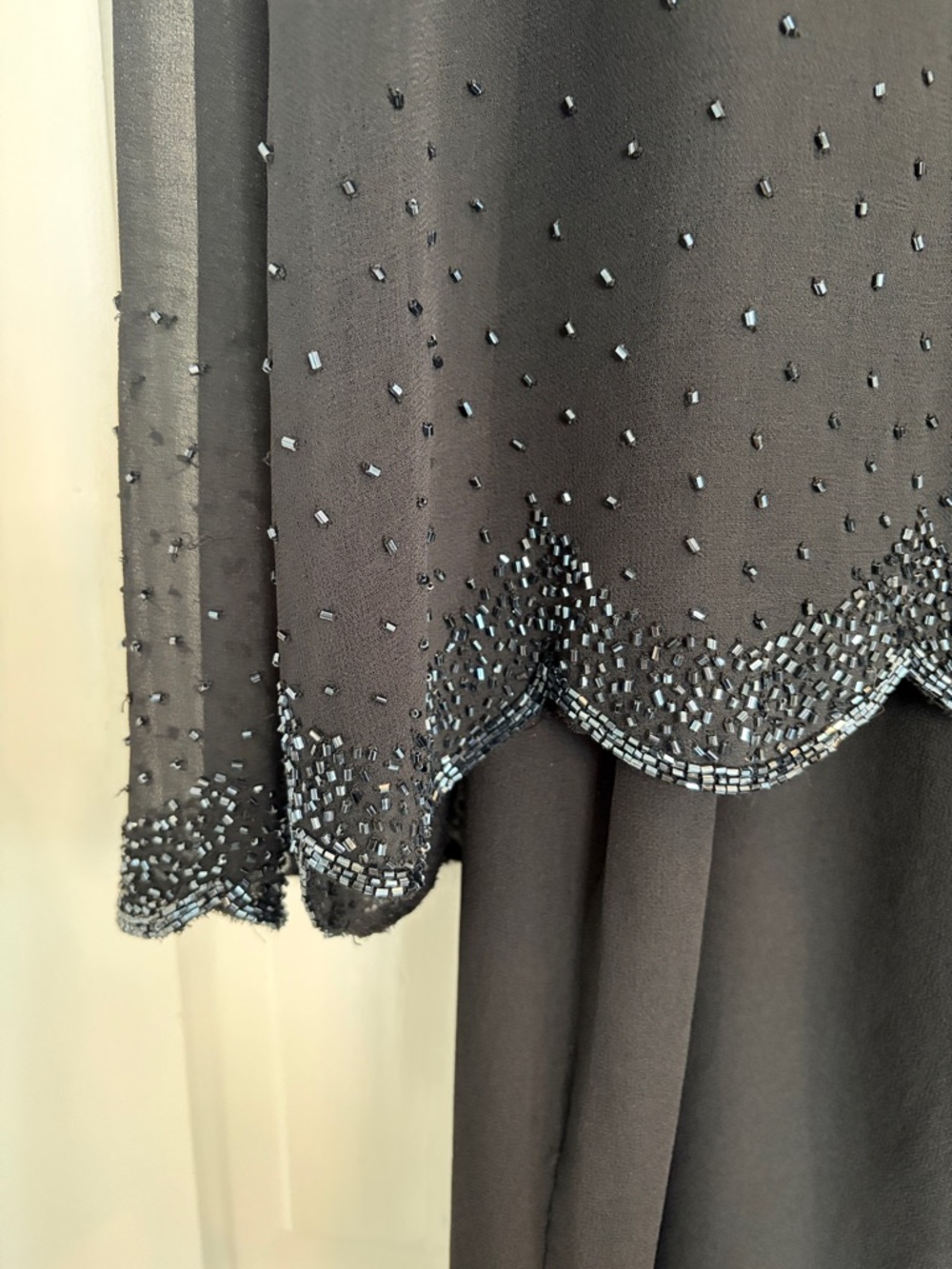 J Kara Black Beaded Long Dress/Jacket with Sheer Sleeves Sz 16 Wedding/ Mother - Picture 6 of 15